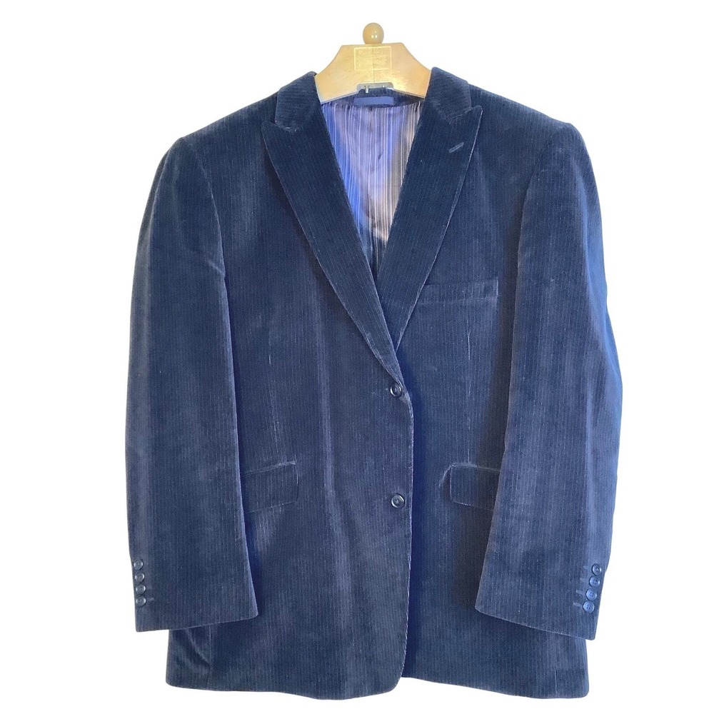 Madison Corduroy 48R Regular Fit 100%Cotton Navy Blue Jacket Blazer Sport Coat